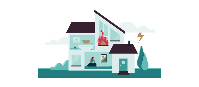 house with fire and flooding house with fire and flooding